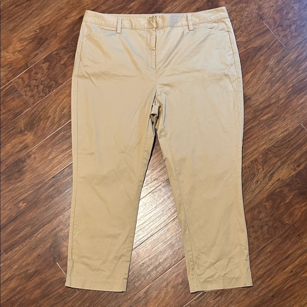 Lands’ End Women’s Size 18 Mid Rise Slim Leg Chino Khaki Pant